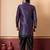 Black jacquard blend indo western navy blue open sherwani and black dhoti set for men with embroidered work