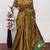 Mustard linen jacuard animal motif work saree with unstitched blouse piece
