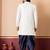 White blend indo western open sherwani and navy blue kurta dhoti set for men with embroidered work