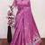 Pink linen jacuard animal motif work saree with unstitched blouse piece