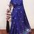 Blue linen jacuard animal motif work saree with unstitched blouse piece