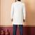 White blend indo western open sherwani and navy blue kurta pyjama set for men with embroidered work