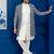 White jacquard silk blend green and open sherwani pyjama set for men with embroidered work