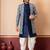 navy blue jacquard silk blend green and open sherwani creem dhoti set for men with embroidered work