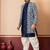 navy blue jacquard silk blend green and open sherwani creem dhoti set for men with embroidered work