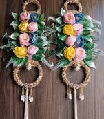 floral double ring door hanging decorative wall hanging handmade home festive decor (pack of 2)