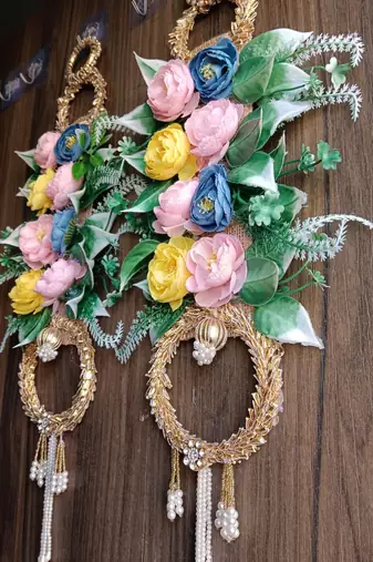 floral double ring door hanging decorative wall hanging handmade home festive decor (pack of 2)