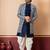 navy blue jacquard silk blend green and open sherwani creem dhoti set for men with embroidered work