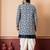 navy blue jacquard silk blend green and open sherwani creem dhoti set for men with embroidered work