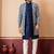 navy blue jacquard silk blend green and open sherwani creem pyjama set for men with embroidered work