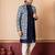 navy blue jacquard silk blend green and open sherwani creem pyjama set for men with embroidered work