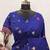 Blue linen jacuard animal motif work saree with unstitched blouse piece