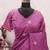 Pink linen jacuard animal motif work saree with unstitched blouse piece