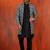 navy black jacquard silk blend green and open sherwani black pyjama set for men with embroidered work