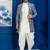 green open sherwani silk blend white kurta dhoti set for men with embroidered work