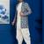 green open sherwani silk blend white kurta dhoti set for men with embroidered work