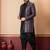 sherwani silk blend black kurta dhoti set for men with embroidered work