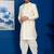 Gold jacquard blend indo western and dhoti set for men with embroidered work