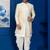 Gold jacquard blend indo western and dhoti set for men with embroidered work