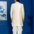 Gold jacquard blend indo western and dhoti set for men with embroidered work