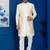 Gold jacquard blend indo western sherwani and pyjama set for men with embroidered work