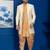 Gold jacquard blend indo western and dhoti set for men with embroidered work