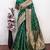 Green art silk blend banarasi jacuard work saree with unstitched blouse piece
