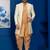 Gold jacquard blend indo western and dhoti set for men with embroidered work