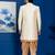 Gold jacquard blend indo western and dhoti set for men with embroidered work