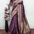 Wine art silk blend banarasi jacuard work saree with unstitched blouse piece