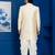 Gold jacquard blend indo western and white kurta dhoti set for men with embroidered work