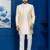 Gold jacquard blend indo western and white kurta pyjama set for men with embroidered work