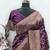 Wine art silk blend banarasi jacuard work saree with unstitched blouse piece