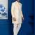 Gold jacquard blend indo western and white kurta pyjama set for men with embroidered work