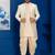 Gold jacquard blend indo western and golden kurta dhoti set for men with embroidered work