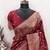 Red art silk blend banarasi jacuard work saree with unstitched blouse piece