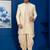 Gold jacquard blend indo western and golden kurta dhoti set for men with embroidered work