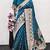Turquoise art silk blend banarasi jacuard work saree with unstitched blouse piece