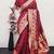 Red art silk blend banarasi jacuard work saree with unstitched blouse piece