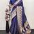 Blue art silk blend banarasi jacuard work saree with unstitched blouse piece