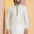white silk blend kurta set for men with printed work
