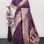 Wine art silk blend banarasi jacuard work saree with unstitched blouse piece