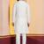 white silk blend kurta set for men with printed work