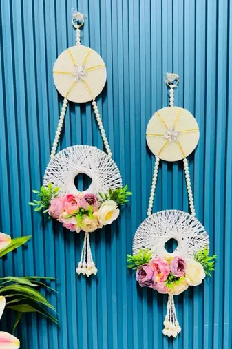 handmade floral thread ring door hanging decorative wall hanging home decor (pack of 2)