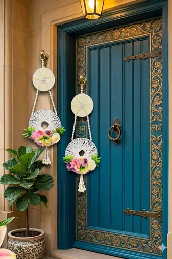handmade floral thread ring door hanging decorative wall hanging home decor (pack of 2)