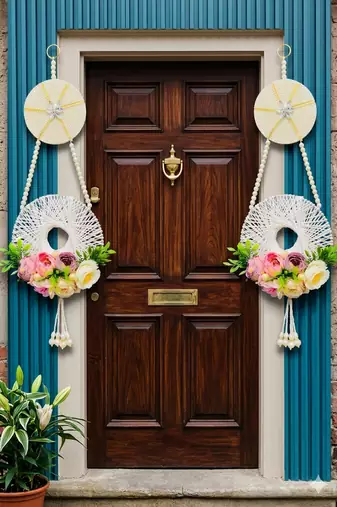 handmade floral thread ring door hanging decorative wall hanging home decor (pack of 2)