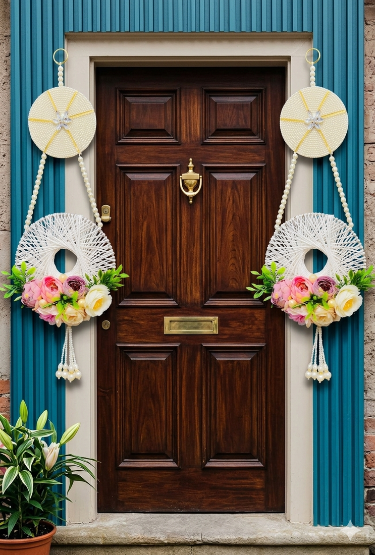 handmade floral thread ring door hanging decorative wall hanging home decor (pack of 2)