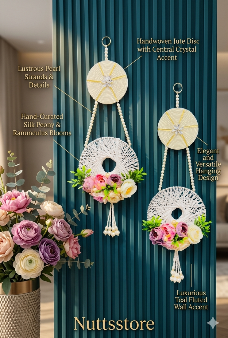 handmade floral thread ring door hanging decorative wall hanging home decor (pack of 2)