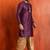 purple silk blend kurta for men with printed work