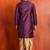 purple silk blend kurta for men with printed work